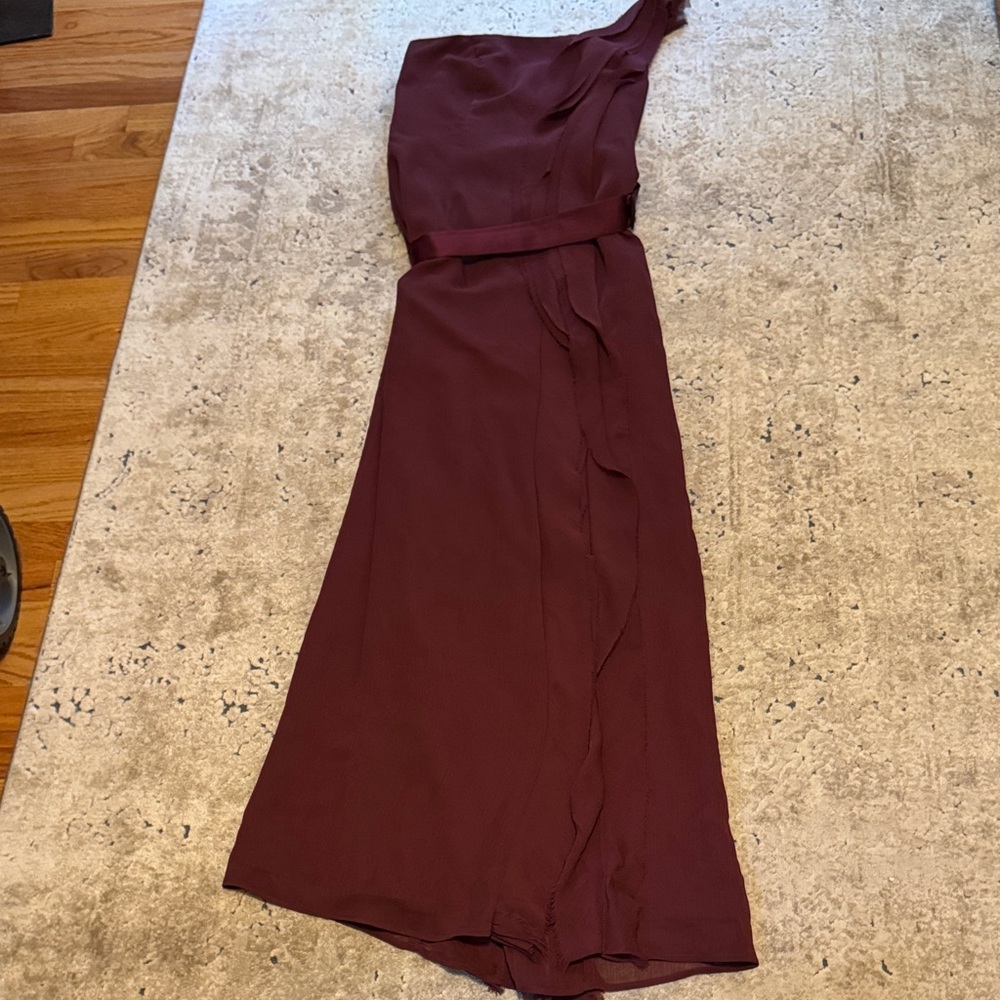 WHITE by Vera Wang One-Shoulder Wine Dress - Size 8